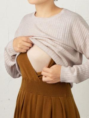 マタニティ ワンピース|リブニットトップス＆ニットジャンパースカートセット　マタニティ・授乳服【出産後も長く使える】