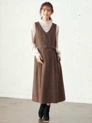 アウトレット|ハイネックニット&ニットカシュクールジャンパースカートセット マタニティ・授乳服【出産後も長く使える】