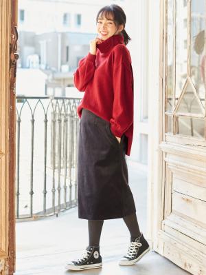 アウトレット|ウール混ボリュームスリーブタートルニット　マタニティ・授乳服