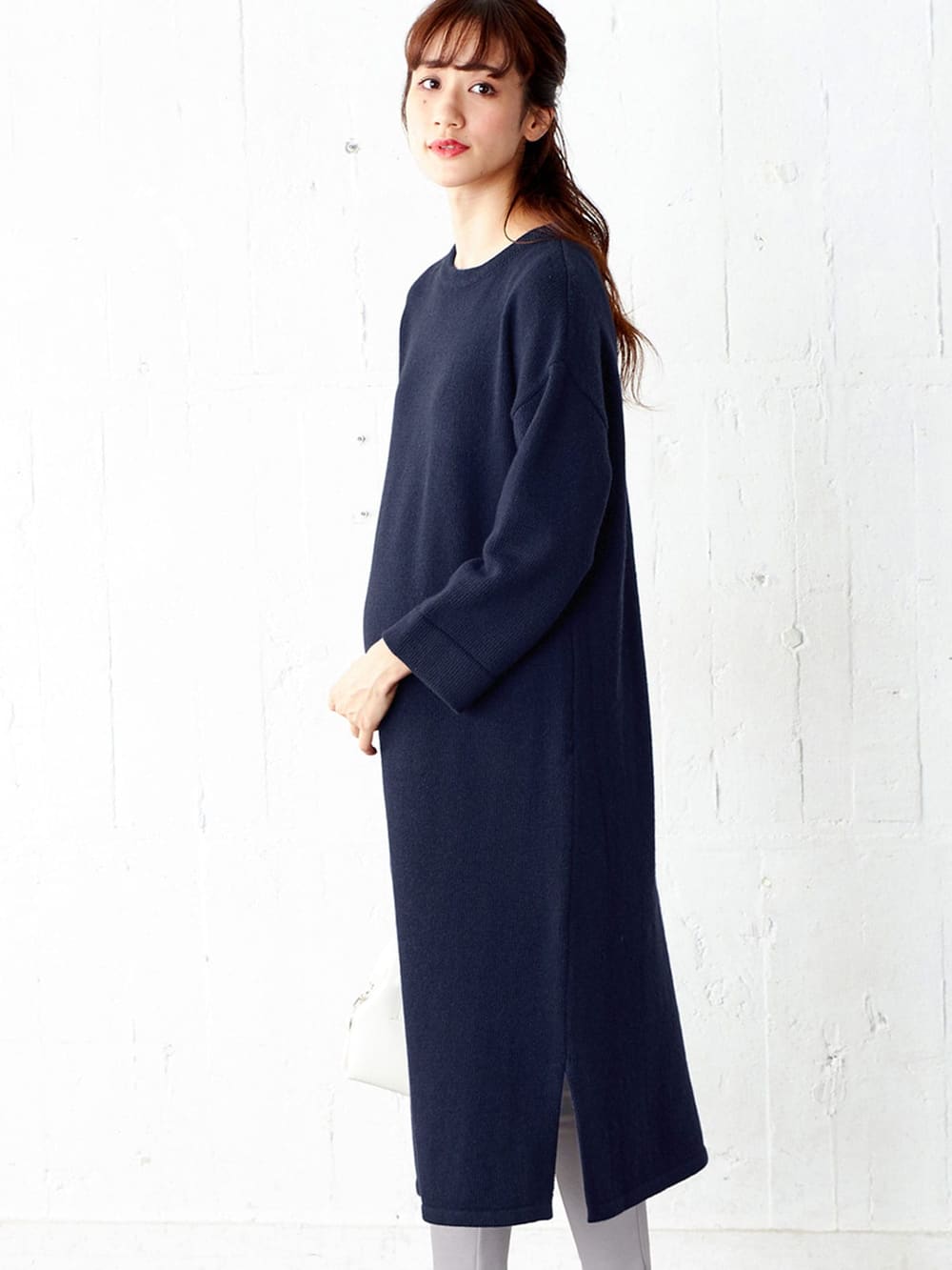 マタニティ ワンピース 授乳口付 ウール混クルーネックワンピース マタニティウェア 授乳服通販 エンジェリーベ 公式