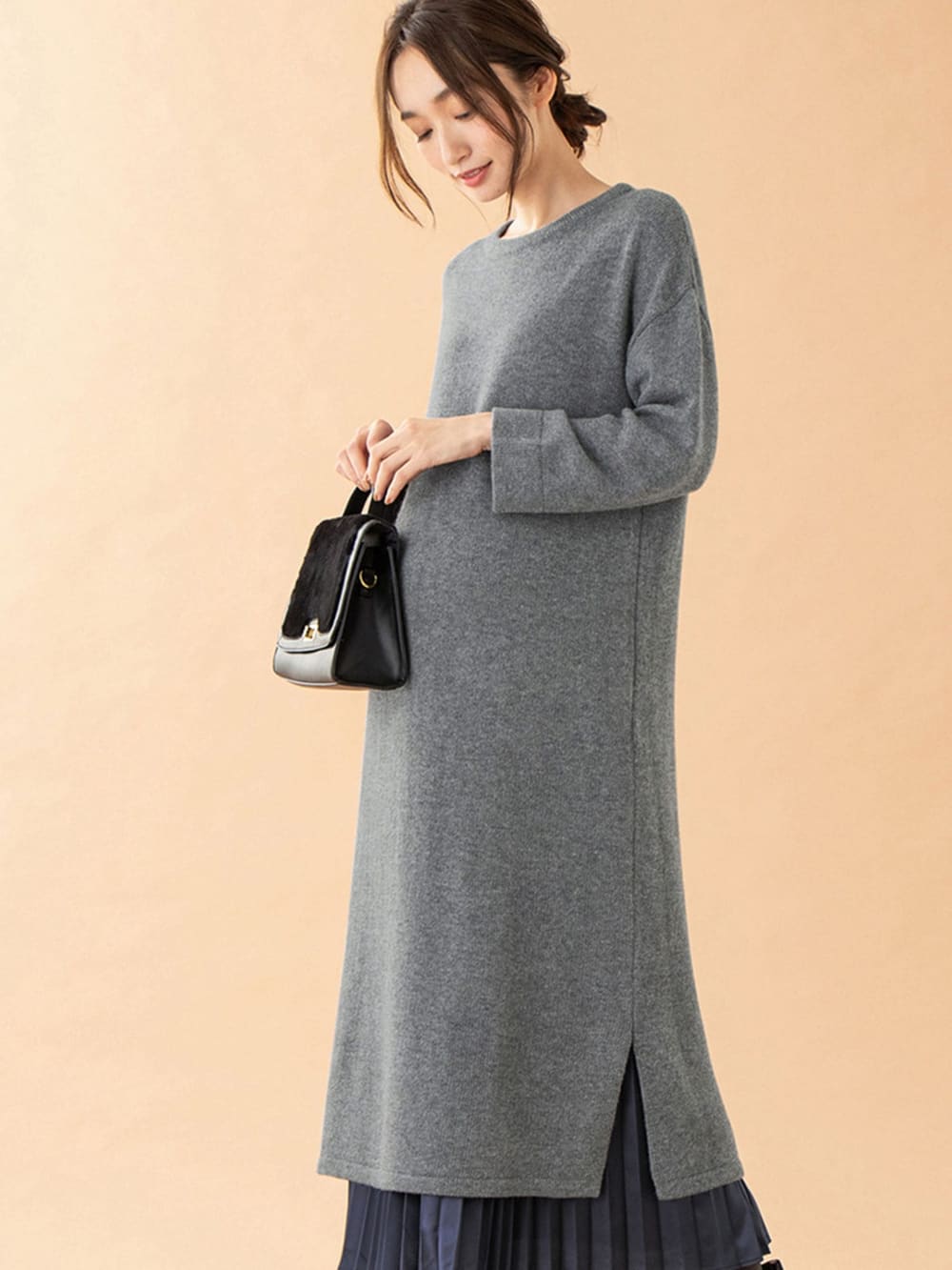 マタニティ ワンピース 授乳口付 ウール混クルーネックワンピース マタニティウェア 授乳服通販 エンジェリーベ 公式 マタニティ ワンピース 授乳口付 ウール混クルーネックワンピース マタニティウェア 授乳服通販 エンジェリーベ 公式