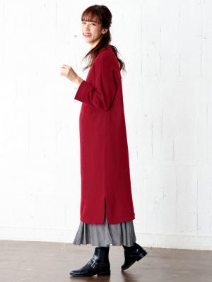 マタニティ ワンピース|ウール混クルーネックワンピース　マタニティ・授乳服|レッド