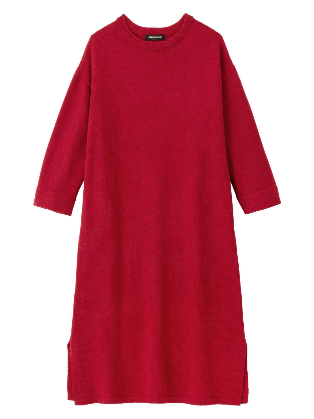 マタニティ ワンピース|ウール混クルーネックワンピース　マタニティ・授乳服|レッド