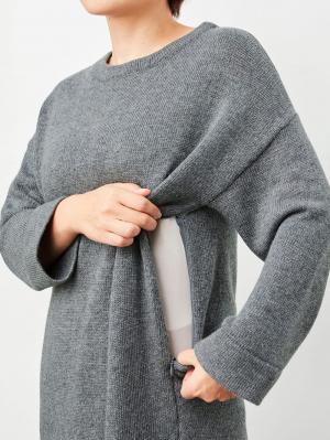マタニティ ワンピース|ウール混クルーネックワンピース　マタニティ・授乳服