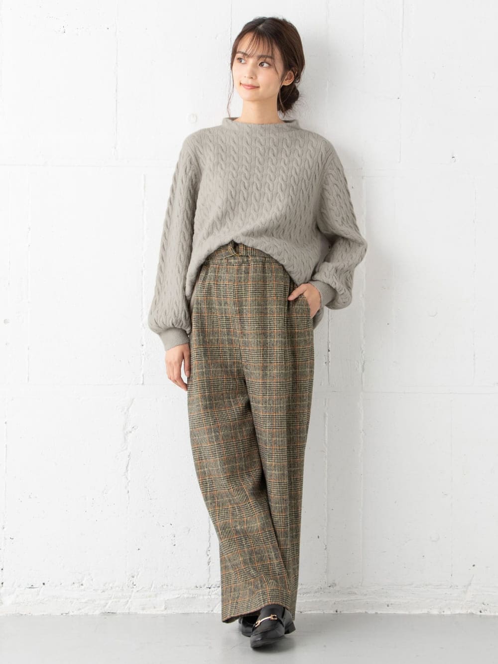 マタニティ ワンピース|【セット】もっちりケーブルボトルニット＆ロングスカートセット　マタニティ・授乳服|ペールベージュ