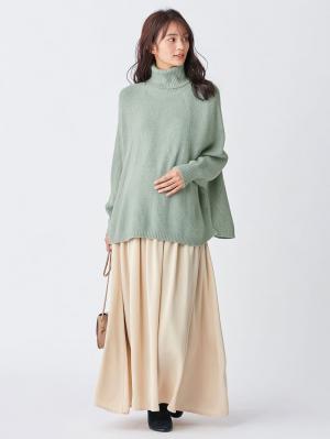 マタニティ ワンピース|【セット】もっちりケーブルボトルニット＆ロングスカートセット　マタニティ・授乳服|ペールベージュ