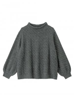 マタニティ ワンピース|【セット】もっちりケーブルボトルニット＆ロングスカートセット　マタニティ・授乳服|チャコール