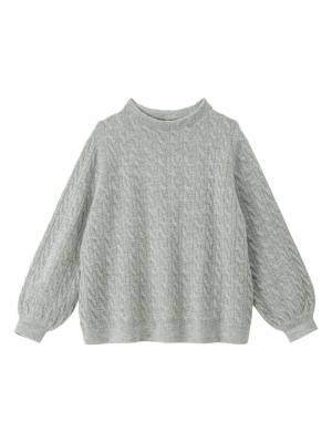 マタニティ ワンピース|【セット】もっちりケーブルボトルニット＆ロングスカートセット　マタニティ・授乳服|杢グレー