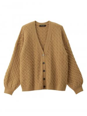 アウトレット|もっちりケーブルニットカーディガン マタニティ・授乳服|キャメル