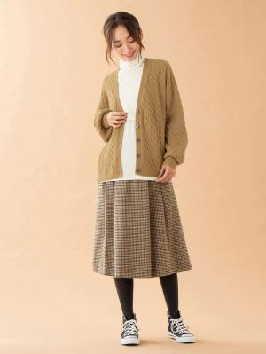 アウトレット|もっちりケーブルニットカーディガン マタニティ・授乳服|キャメル