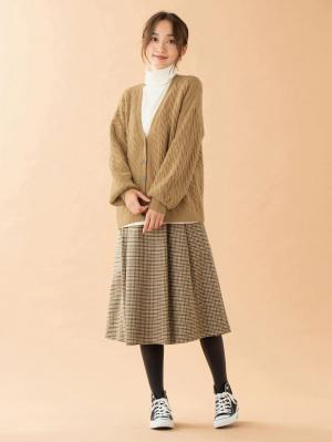 アウトレット|もっちりケーブルニットカーディガン マタニティ・授乳服|キャメル