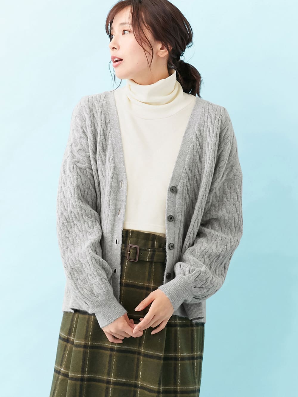 授乳しやすい もっちりケーブルニットカーディガン マタニティウェア 授乳服通販 エンジェリーベ 公式