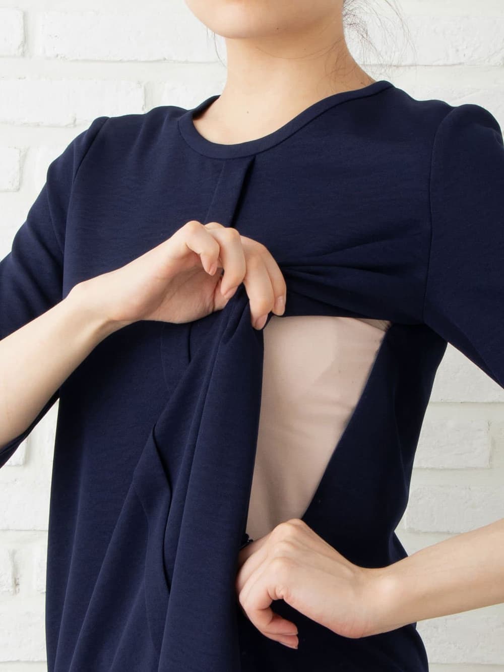 マタニティ ワンピース|フロントタックナチュラルフレアーワンピース マタニティ・授乳服【出産後も長く使える】