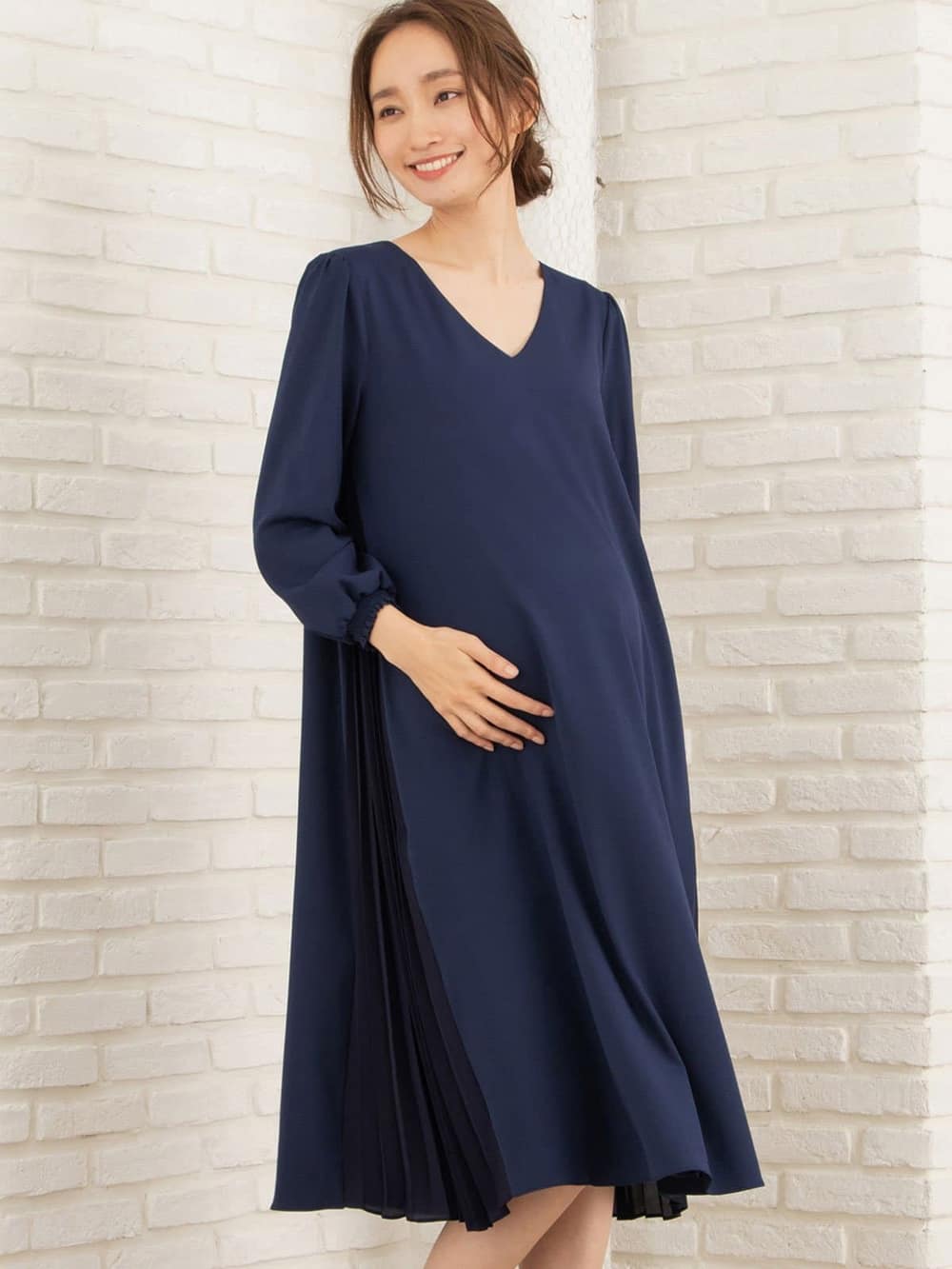 マタニティ ワンピース サイドプリーツワンピース マタニティ 授乳服 マタニティウェア 授乳服通販 エンジェリーベ 公式