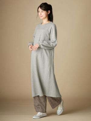 マタニティ ワンピース|【マタニティ・授乳服】裏起毛バックスリットスウェットワンピ|杢グレー