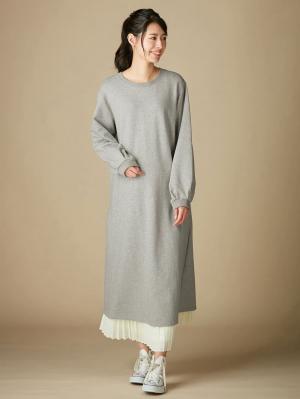 マタニティ ワンピース|【マタニティ・授乳服】裏起毛バックスリットスウェットワンピ|杢グレー