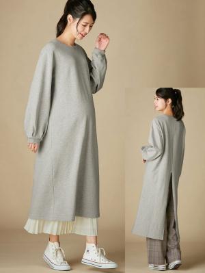 【マタニティ・授乳服】裏起毛バックスリットスウェットワンピ29506