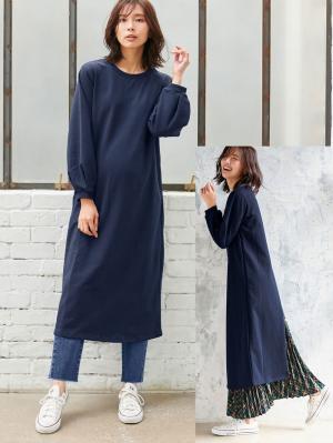 【マタニティ・授乳服】裏起毛バックスリットスウェットワンピ29506