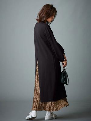 マタニティ ワンピース|【マタニティ・授乳服】裏起毛バックスリットスウェットワンピ|ブラック