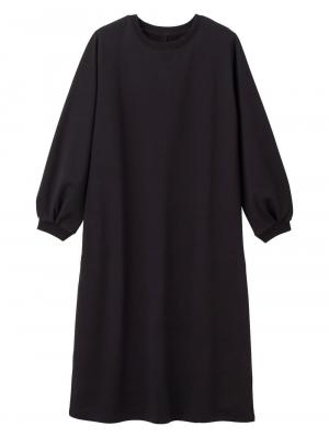 マタニティ ワンピース|【マタニティ・授乳服】裏起毛バックスリットスウェットワンピ|ブラック