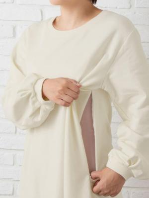 マタニティ ワンピース|【マタニティ・授乳服】裏起毛バックスリットスウェットワンピ
