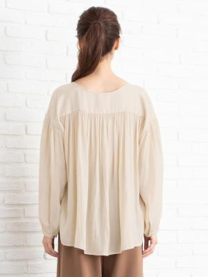 アウトレット|ヴィンテージサテンたっぷりギャザーブラウス マタニティ・授乳服【出産後も長く使える】