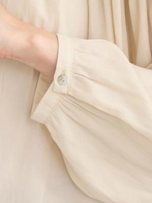 アウトレット|ヴィンテージサテンたっぷりギャザーブラウス マタニティ・授乳服【出産後も長く使える】