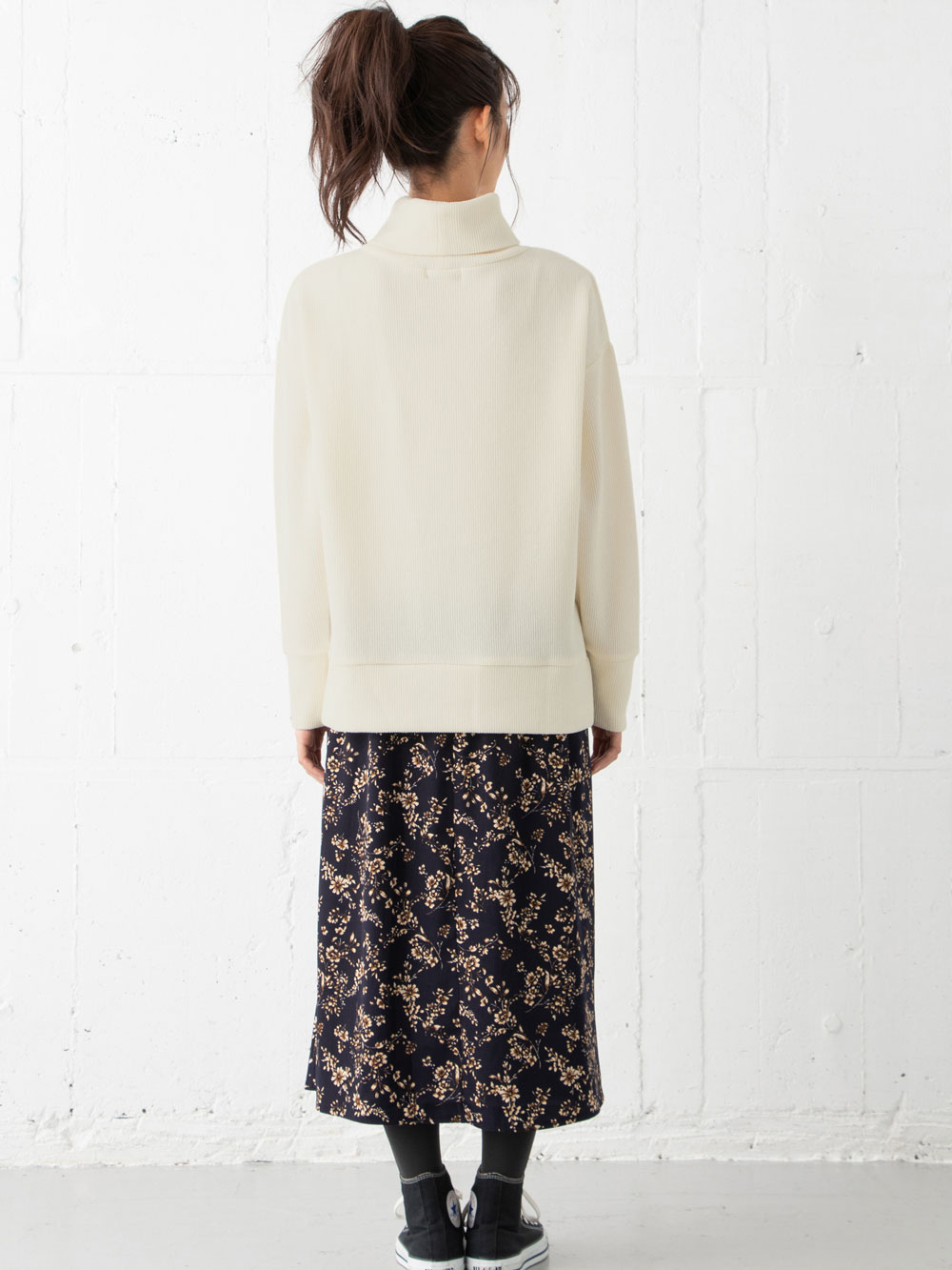 マタニティ ワンピース|ain（アイン）ニットソー裏起毛トップス デシン花柄プリントスカートドッキングワンピース　マタニティ・授乳服