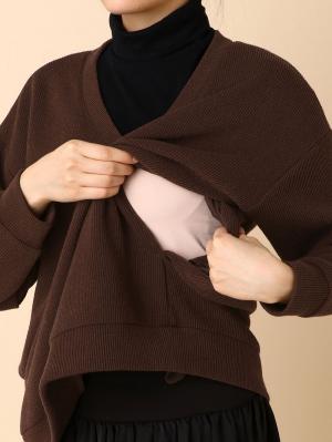 アウトレット|ain(アイン)ニットソー裏起毛タートルフェイクトップス マタニティ・授乳服【出産後も長く使える】