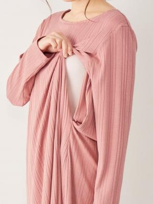 マタニティ ワンピース|ain(アイン)ランダムリブフレアワンピース マタニティ・授乳服【出産後も長く使える】