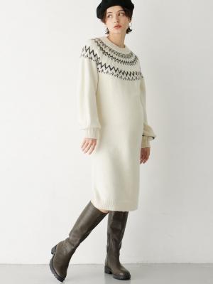 マタニティ ワンピース|フェアアイルワンピース　マタニティ・授乳服|アイボリー