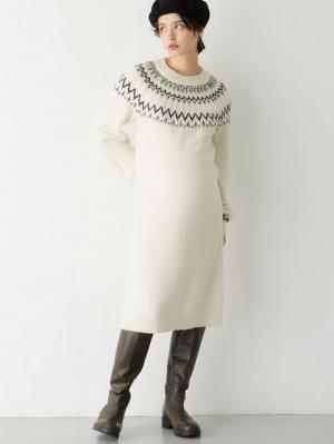 マタニティ ワンピース|フェアアイルワンピース　マタニティ・授乳服|アイボリー