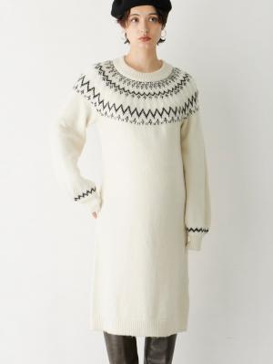 マタニティ ワンピース|フェアアイルワンピース　マタニティ・授乳服|アイボリー