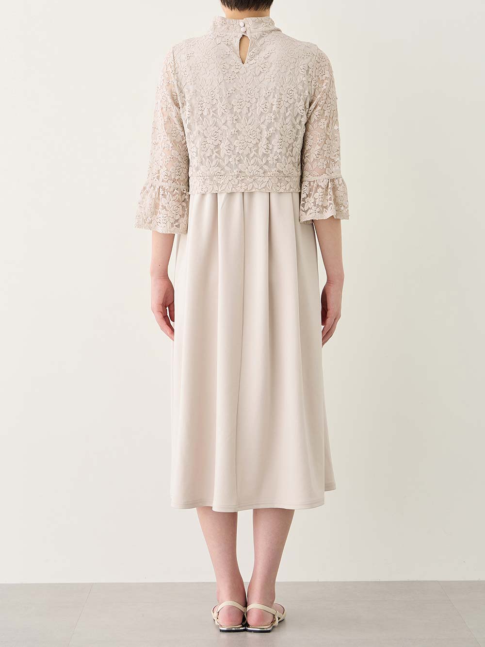 マタニティ ワンピース|LOVE MIC（ラブミック）レース×強撚スムースフレアーワンピース　マタニティ・授乳服【出産後も長く使える】