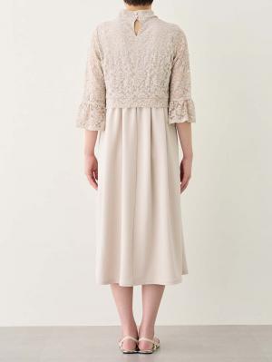 マタニティ ワンピース|LOVE MIC（ラブミック）レース×強撚スムースフレアーワンピース　マタニティ・授乳服【出産後も長く使える】