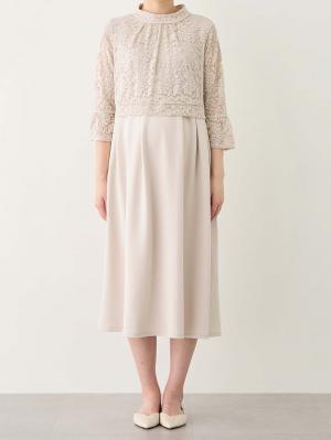 マタニティ ワンピース|LOVE MIC（ラブミック）レース×強撚スムースフレアーワンピース　マタニティ・授乳服【出産後も長く使える】