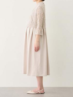 マタニティ ワンピース|LOVE MIC（ラブミック）レース×強撚スムースフレアーワンピース　マタニティ・授乳服【出産後も長く使える】