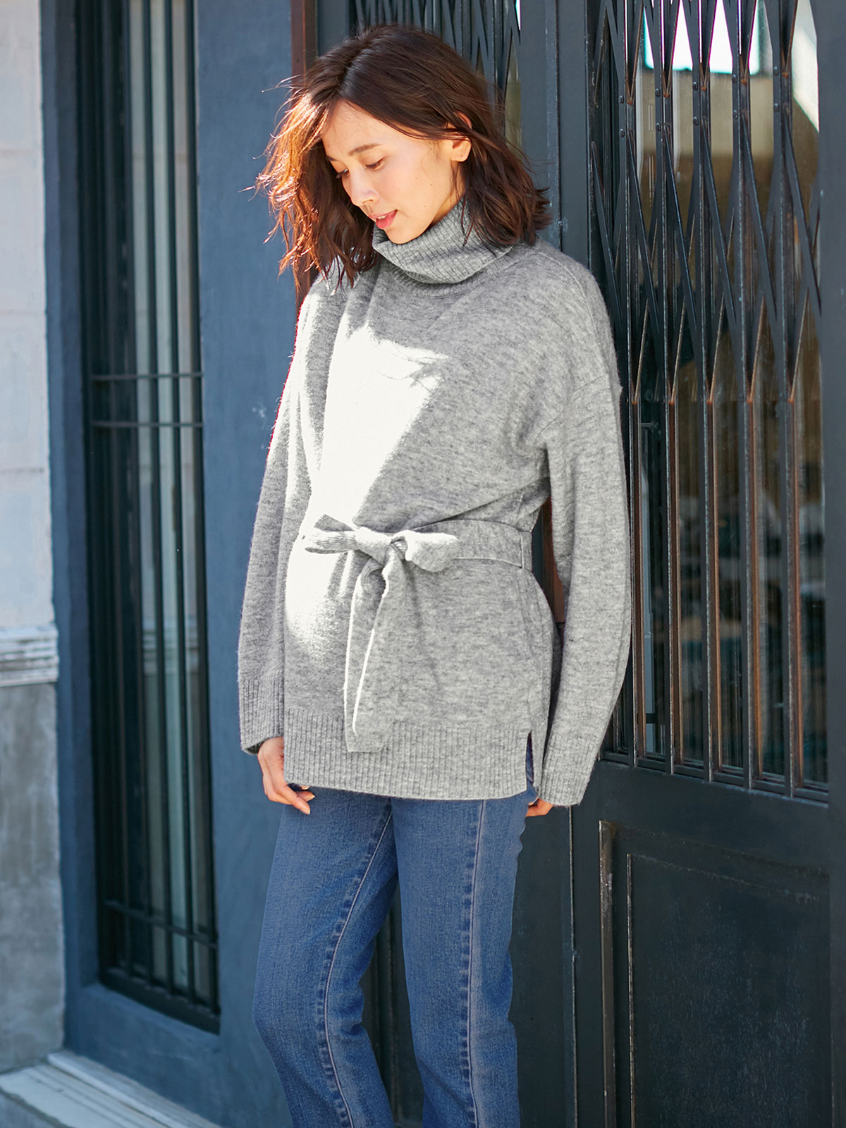 マタニティ トップス|Vicente for mom（ヴィセンテフォーマム）タートルニットトップス　マタニティ・授乳服|グレー