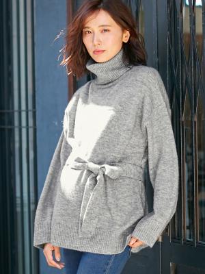 マタニティ トップス|Vicente for mom（ヴィセンテフォーマム）タートルニットトップス　マタニティ・授乳服|グレー