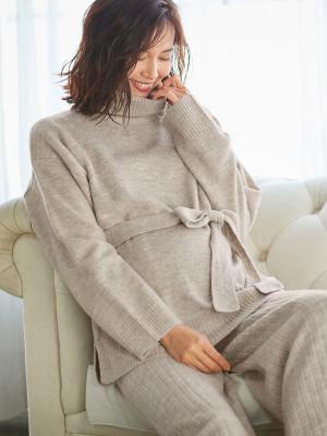 マタニティ トップス|Vicente for mom（ヴィセンテフォーマム）タートルニットトップス　マタニティ・授乳服|ベージュ