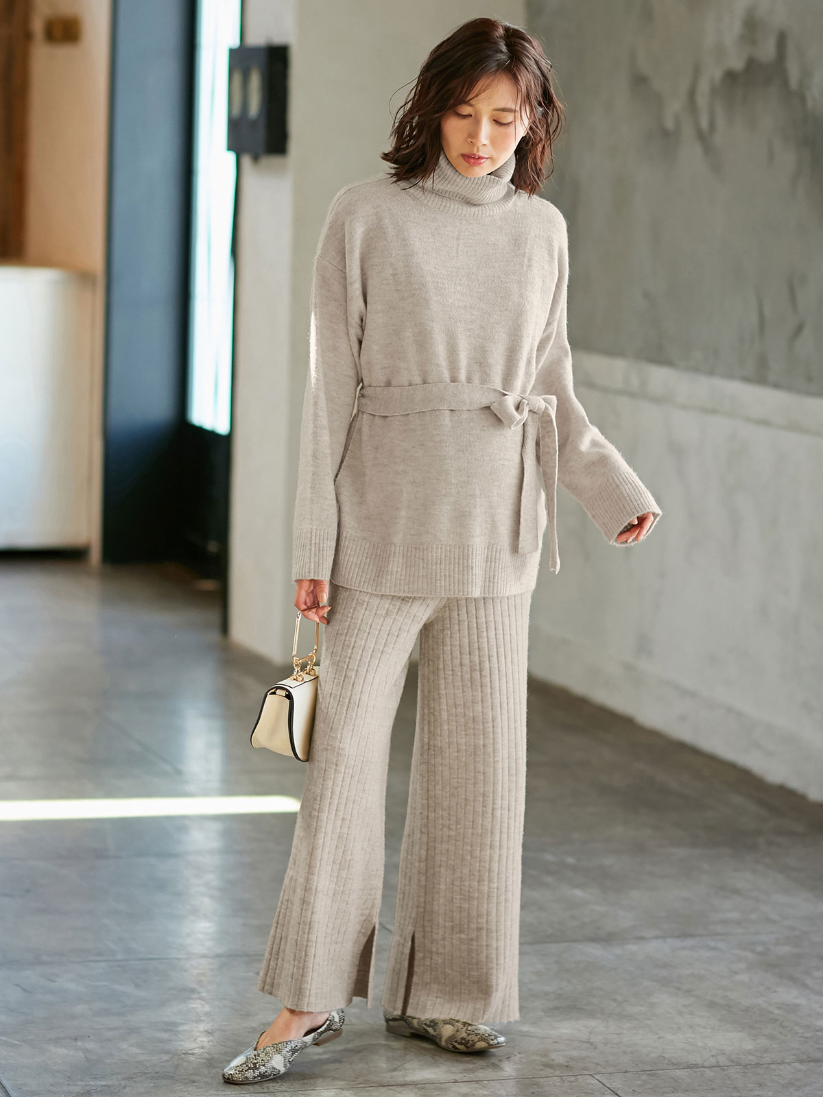 マタニティ トップス|Vicente for mom（ヴィセンテフォーマム）タートルニットトップス　マタニティ・授乳服|ベージュ