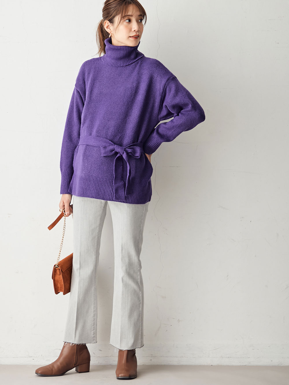 マタニティ トップス|Vicente for mom（ヴィセンテフォーマム）タートルニットトップス　マタニティ・授乳服|パープル