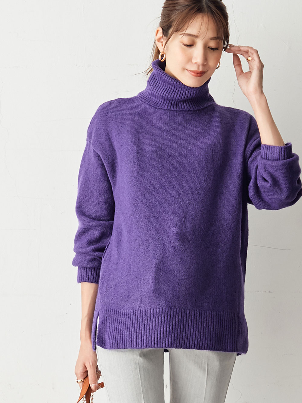 マタニティ トップス|Vicente for mom（ヴィセンテフォーマム）タートルニットトップス　マタニティ・授乳服|パープル