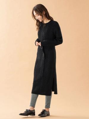 マタニティ ワンピース|Vicente for mom（ヴィセンテフォーマム）ケーブルニットワンピース　マタニティ・授乳服|ブラック