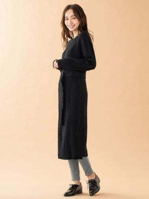 マタニティ ワンピース|Vicente for mom（ヴィセンテフォーマム）ケーブルニットワンピース　マタニティ・授乳服|ブラック