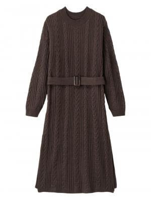 マタニティ ワンピース|Vicente for mom（ヴィセンテフォーマム）ケーブルニットワンピース　マタニティ・授乳服|ブラウン