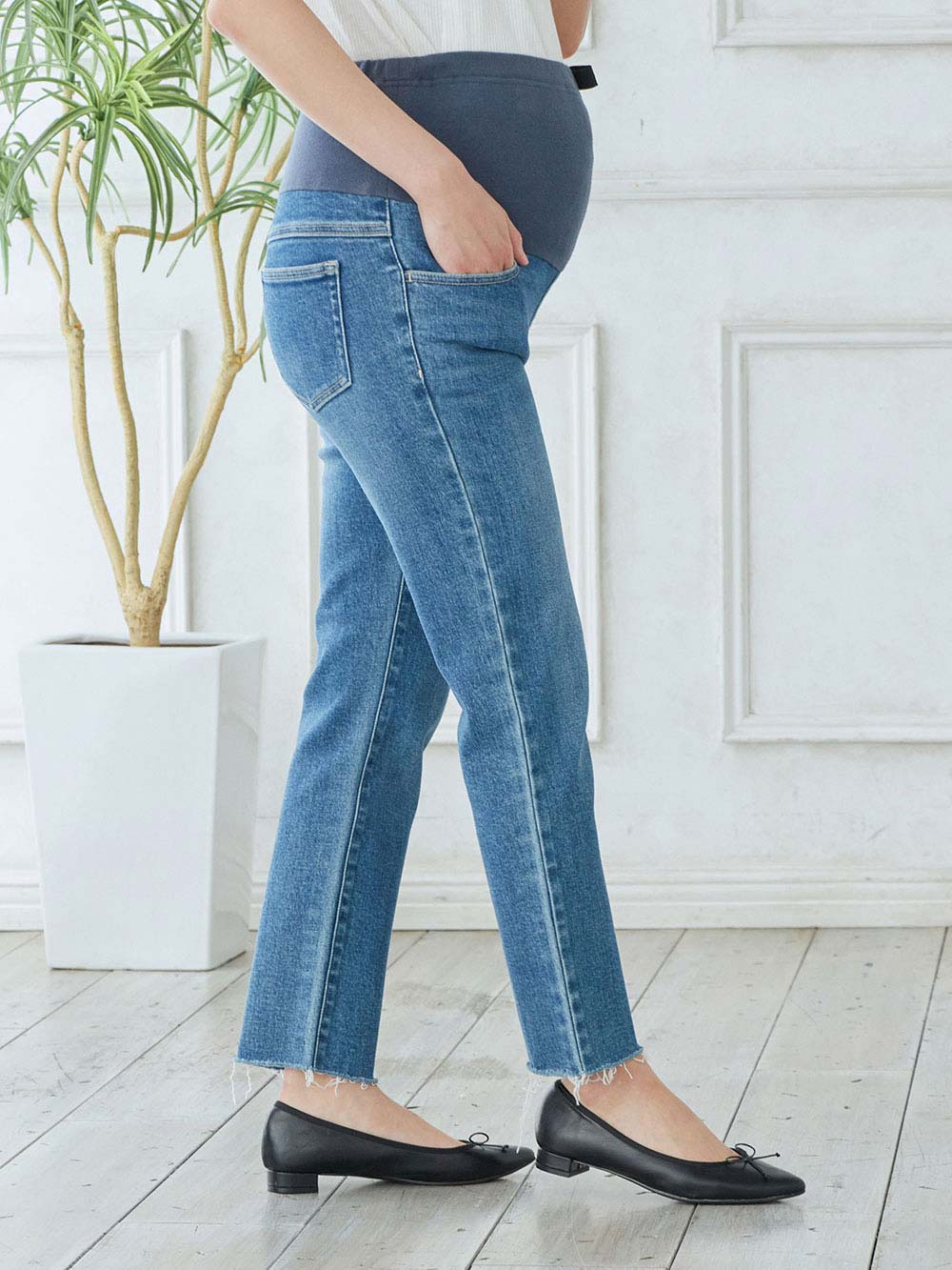 アウトレット|【産前産後対応】Vicente for mom（ヴィセンテフォーマム）テーパードデニムストレッチパンツ【出産後も長く使える】