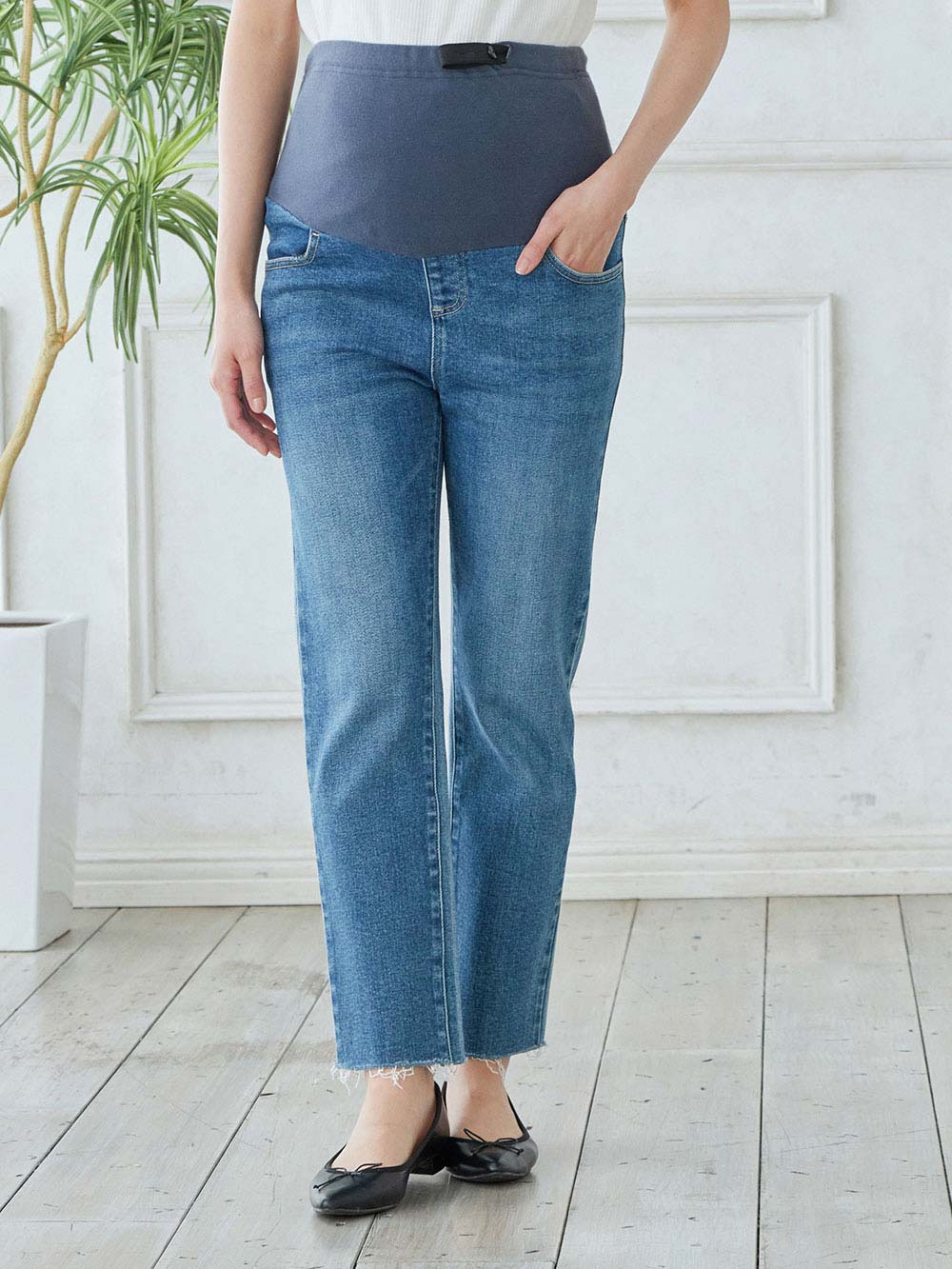 アウトレット|【産前産後対応】Vicente for mom（ヴィセンテフォーマム）テーパードデニムストレッチパンツ【出産後も長く使える】