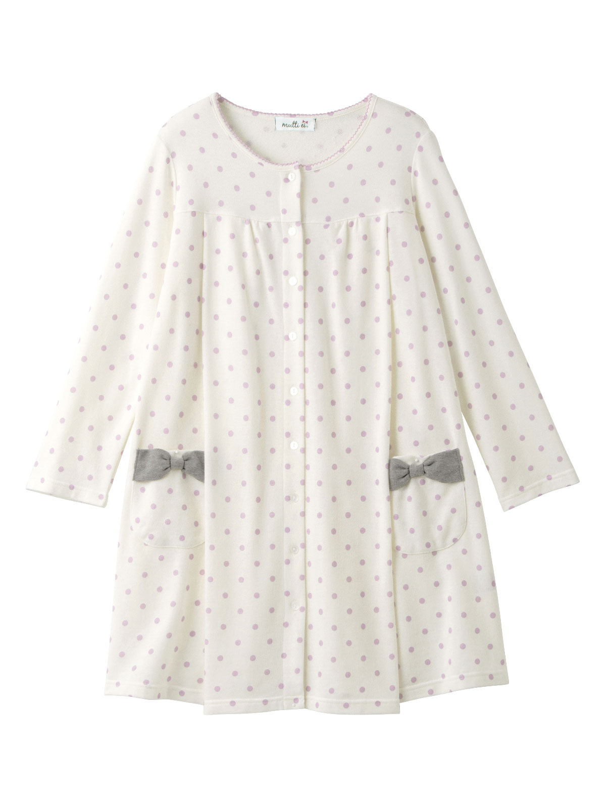 マタニティ パジャマ・ルームウェア|mutti ei（ムッティアイ）【授乳口付】ガーゼ裏毛ドットプリント×スムース無地パンツ|アイボリー