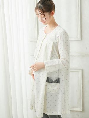 マタニティ パジャマ・ルームウェア|mutti ei（ムッティアイ）【授乳口付】ガーゼ裏毛ドットプリント×スムース無地パンツ|アイボリー